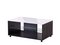 white high gloss foil, black wood, glass