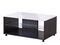 white high gloss foil, black wood, glass